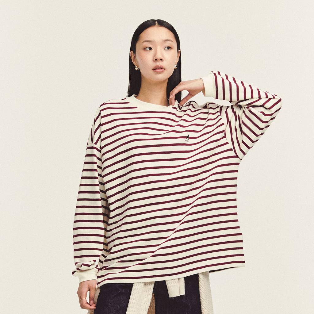 KANGOL Striped Long Sleeve T-Shirt 3531 Burgundy