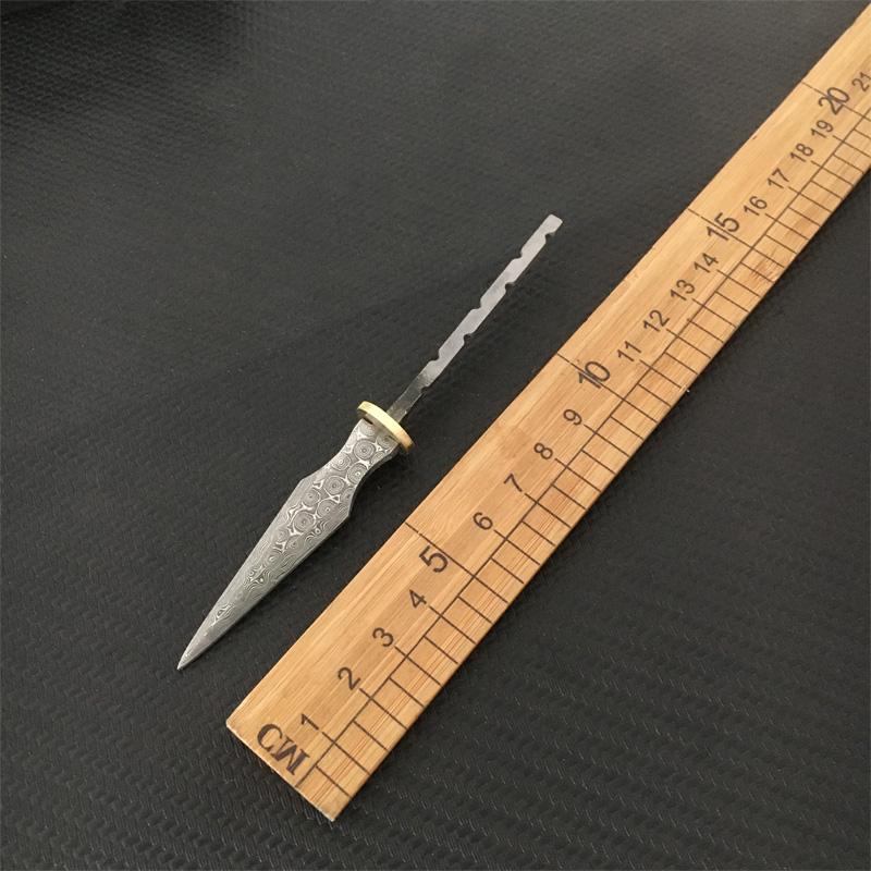 Wholesale DIY Tea Knife Blank Rosette Real Damascus Steel Pu 'er Tea Needles Cutter Stainless Steel Metal Handle