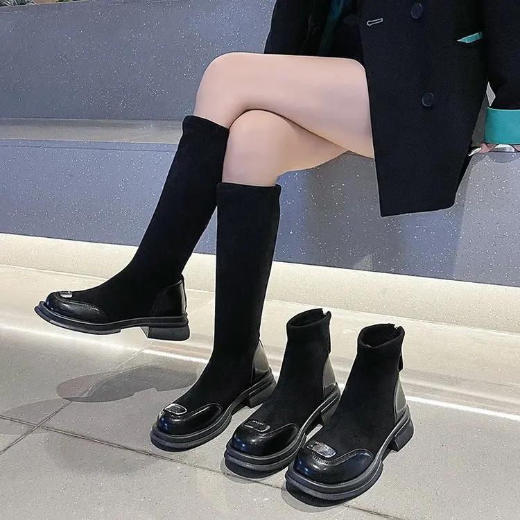 Fashion Over The Knee Boots 2024 Fall New Thin Thin Thick Sole Women's Fashion Simple Thick Heel Elastic Boots