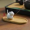 Cute White Cat & Orange Ceramic Tabletop Incense Holder with Matching Cat-Shaped Holder Home Decorative Incense Sticks