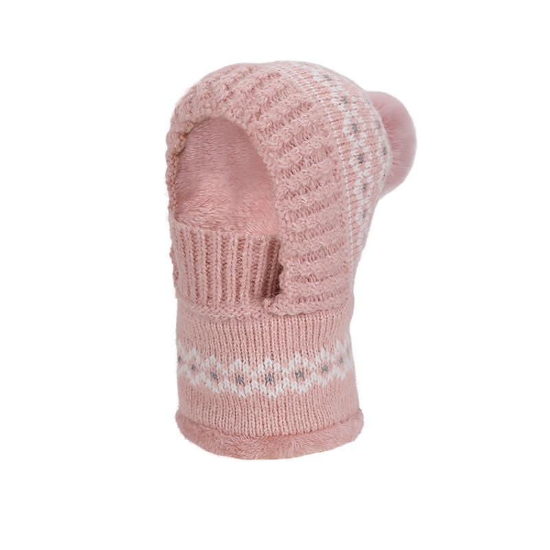 Acrylic Knit Hat With Face Mask And Ear Cover For Winter Warmth And Wind Protection