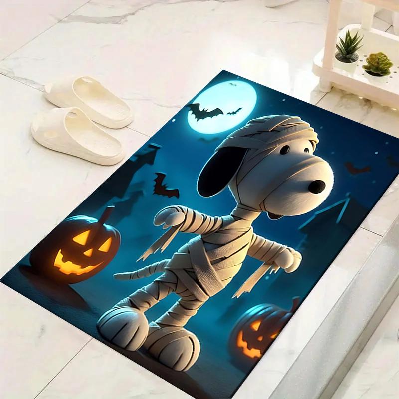 1Pc Snoopy Halloween Mummy Night Rug Office Carpet Indoor Outdoor Doormat Nonslip Soft And Comfortable Living Room Christmas Halloween Gift D91896
