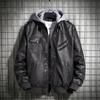 Hooded Leather Jacket for Men, Winter Leather Coat, Youth Coat, Men's Motorcycle Leather Coat