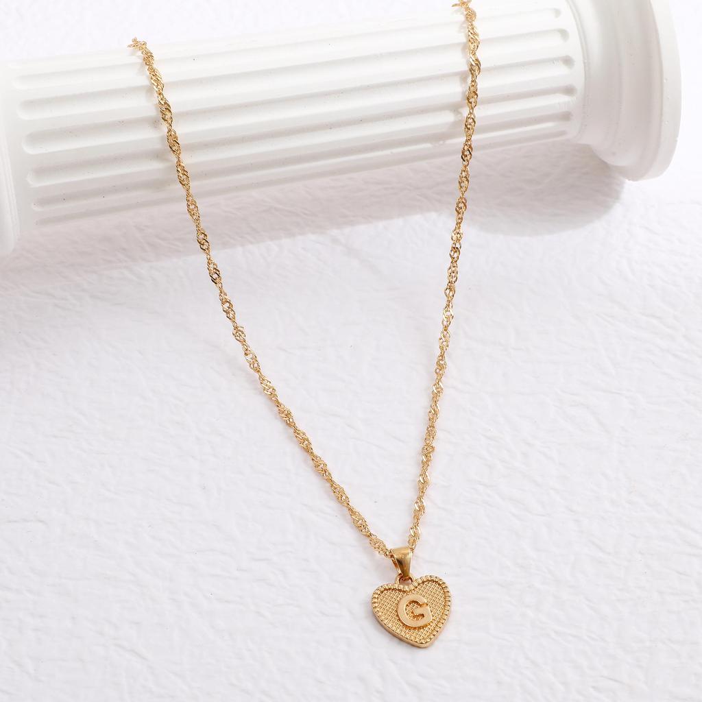 Handmade Love Letter Pendant Necklace - Heart & Water Wave Chain Design