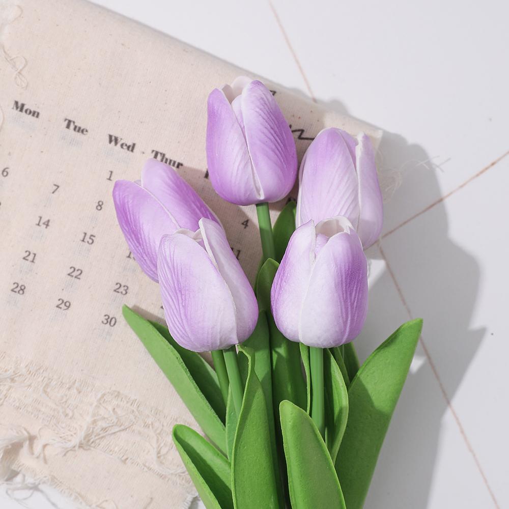 3/5Pcs Tulip Artificial Flowers Bouquet 33CM Fake Flowers for Home Decor Garden Wedding Marriage Decoration Flower Arrangement