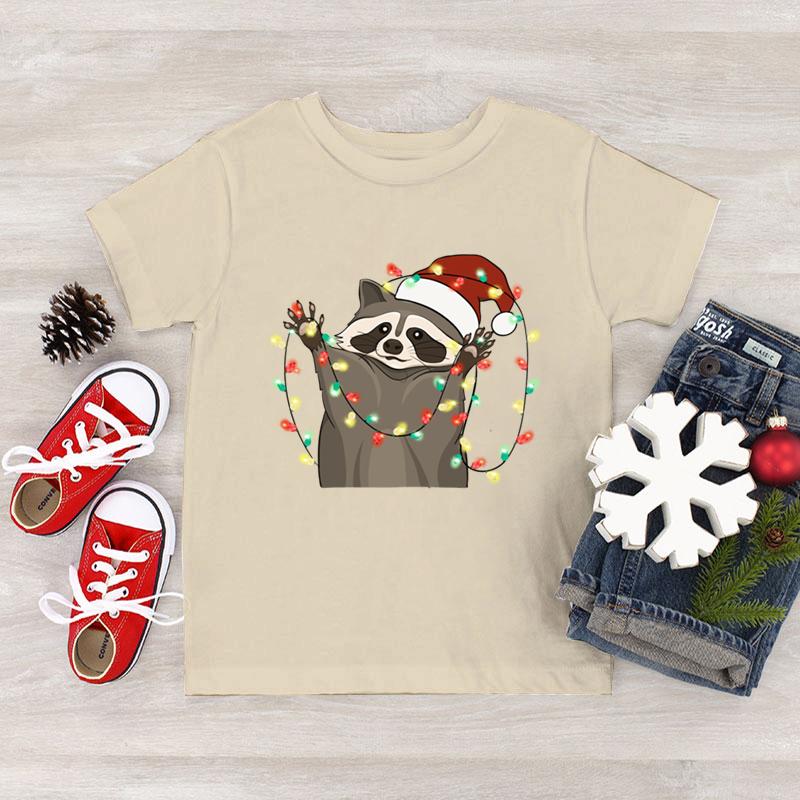3D Print Cute Raccoon T Shirt for Kids Christmas Animal Pattern T-Shirts Fashion Raccoon Lover Short Sleeve Boy Girl Tops Tees