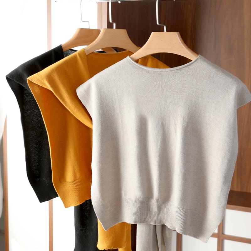 Ladies' Knit Sleeveless Solid Color Shawl Tie Front Design Versatile Air Conditioned Room Neck Protector Perfect with Shirt/Vest