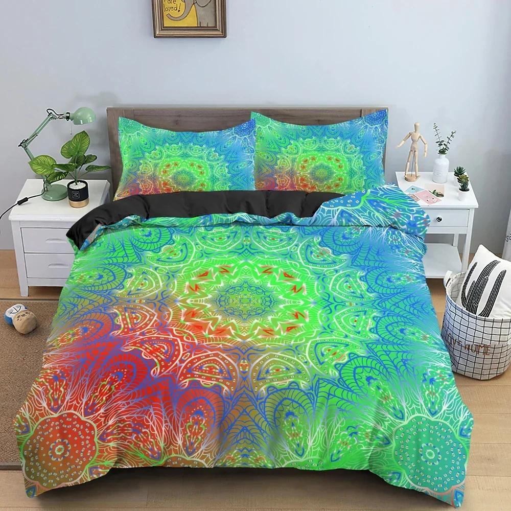 Ethnic Mandala Flower Bohemian Style Bedding Set Single Twin Double Queen King Cal King Size Bed Linen Set
