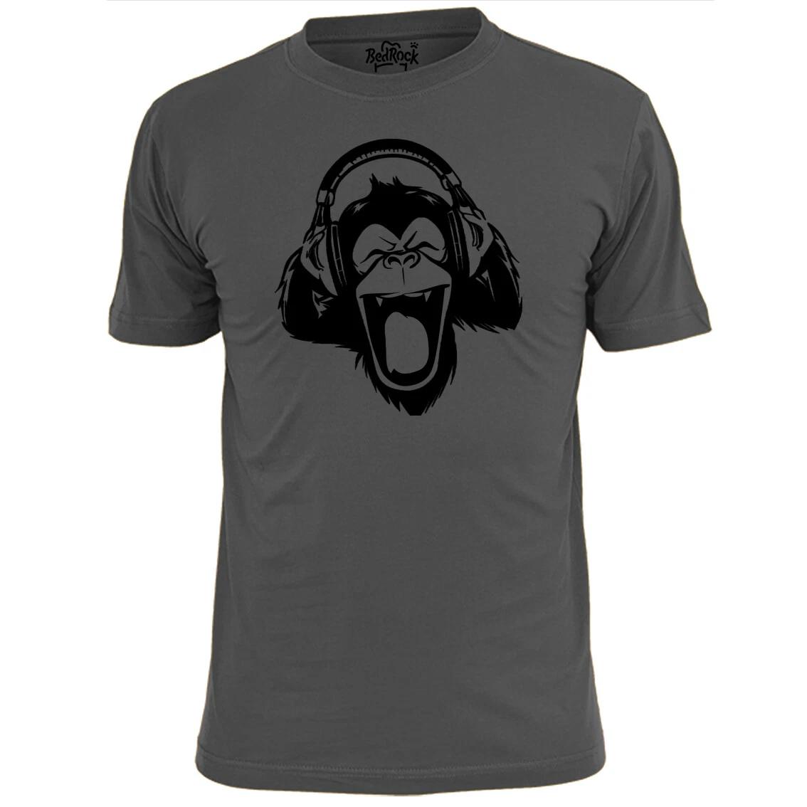 Mens Monkey With Headphones T shirt Ape Chimp S
