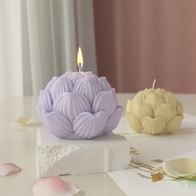 Stampo in Silicone in Resina Epossidica a Forma di Fiore di Loto Riutilizzabile Fai da Te per Candele Sapone Gesso Decorazioni per la Casa Artigianato Stampo per Colata