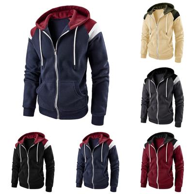 Men's Zip-Up Color Block Hoodie with Casual Stylish & Durable Fall/Winter Top Raglan Sleeves Hoodies Sweatshirt Male