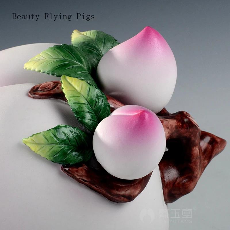 1PCS ceramic longevity peach ornaments living room table feng shui handicrafts birthday gifts for the elderly
