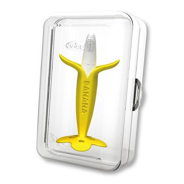 Anju teether & brush 2-piece set giraffe + banana, pink (bracelet), Korean baby products