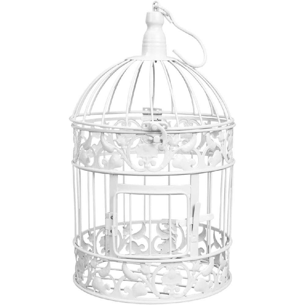 Wedding Decor Bird Cage White Metal Vintage Bird Cage European-Style Decor Birdcage Wedding Decoration Adorn, 12.59x5.51x5.51 Inches