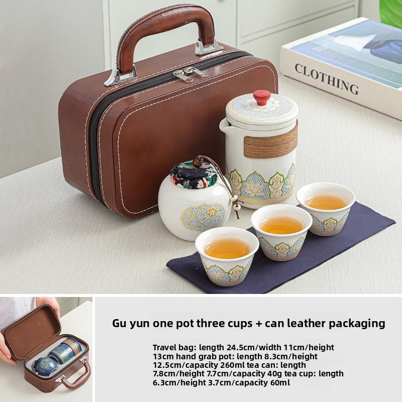 Travel Tea Set with Ancient Charm Portable Kuaike Cup Ceramic Kung Fu Tea Set