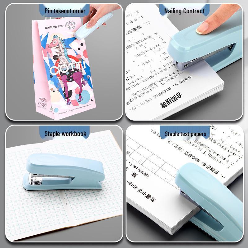 Cream Color Large Multifunctional Labor-Saving Stapler for Students and Office/Home Use