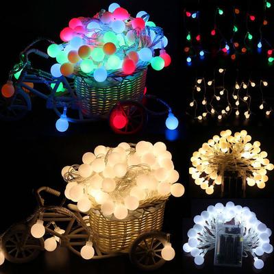 LED řetězová světla Vánoční řetězová světla Baterie Power Ball Fairy String Light Dekorativní lampa