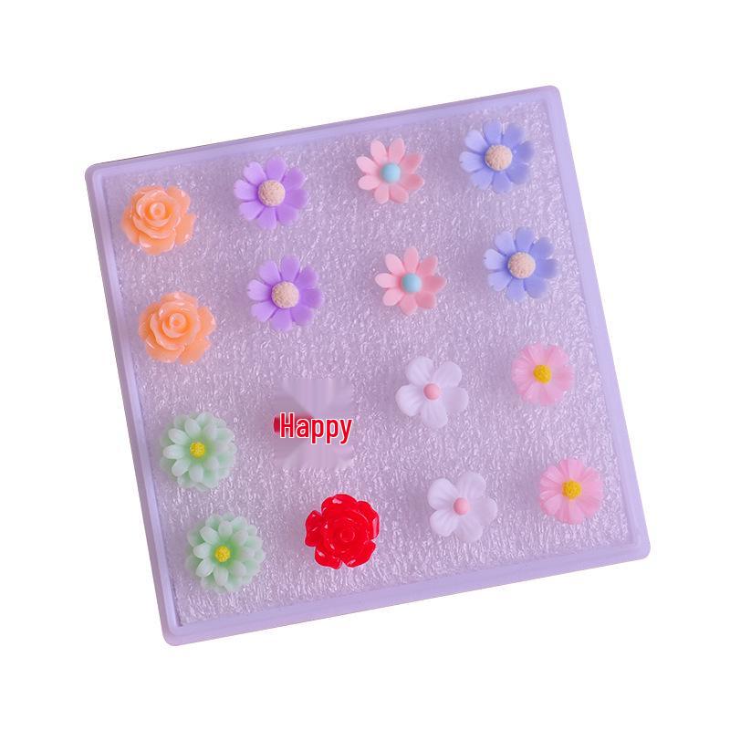 Children's Plastic Resin Rose Earrings Set