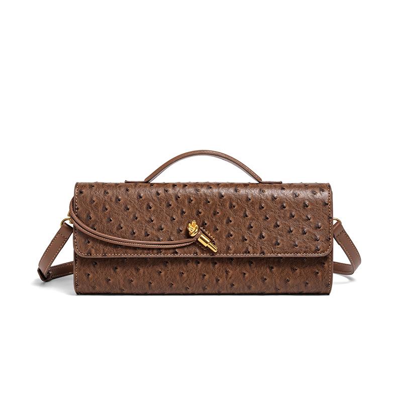 

Новая плетеная вручную горизонтальная сумка через плечо с узором под страуса, модная сумка-багет для通勤, сумка через плечо 30.5*4.5*13cm