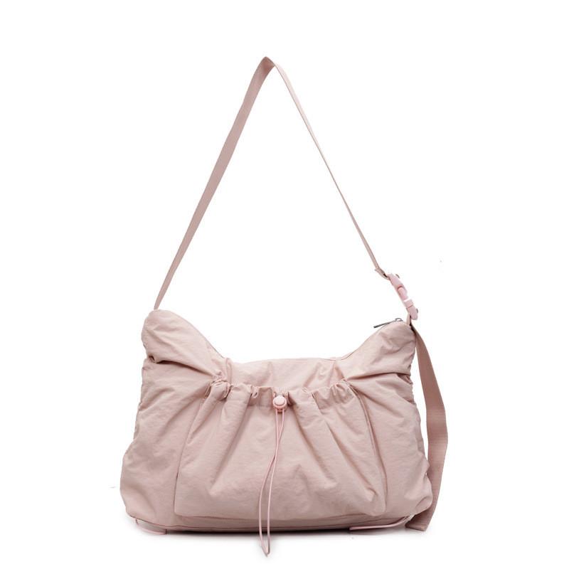 Borsa a tracolla in nylon stile coreano alla moda con chiusura a coulisse per uso quotidiano casual