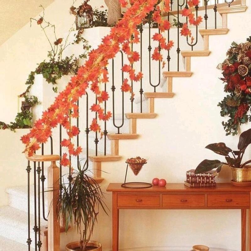 Artificial Fall Leaf Hanging Garland Realistic Fake Leaves Vine for Thanksgiving Dining Table Window Decor