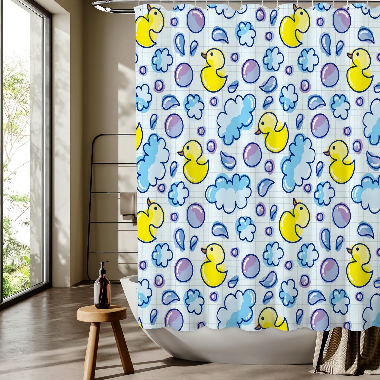 

Duckling Bubble Cartoon Pattern Digital Print Shower Curtain - Machine Washable, All-Season Bathroom/Home Decor W60H190(CM)-1 Pcs