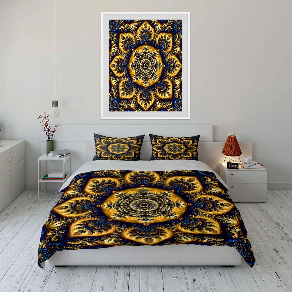 Golden Fractal Elegance. Bedding Sets Duvet Covers Pillowcases(1* Duvet Cover 2* Pillowcases Without Duvet Insert)