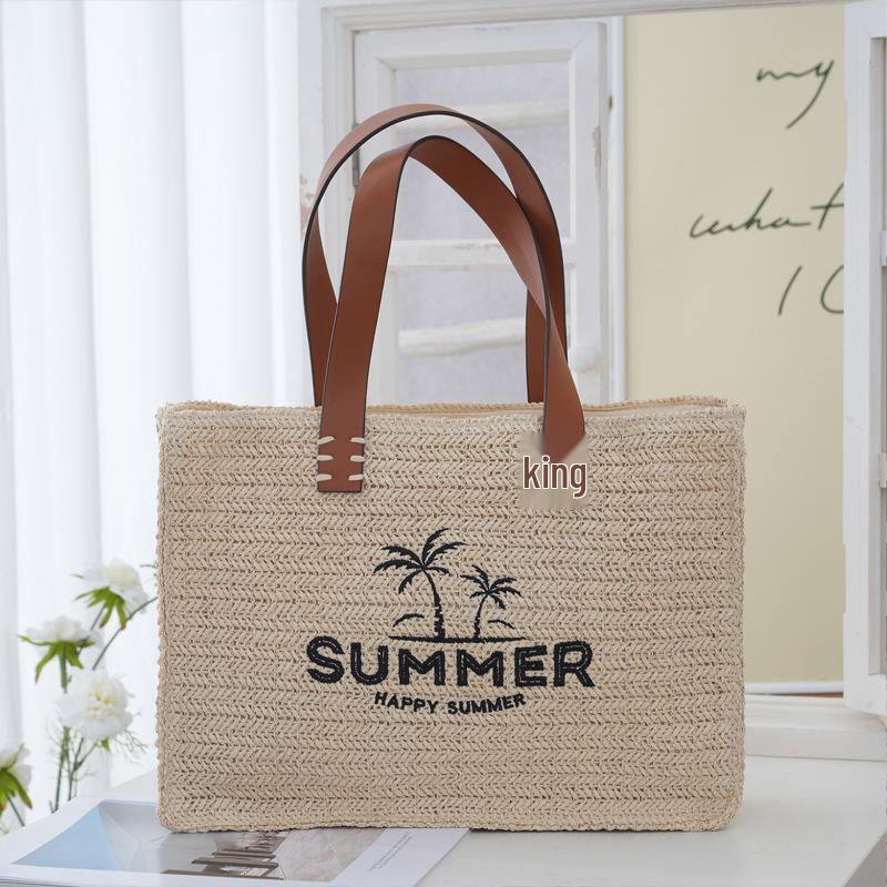 2025 New Fashion Large Woven Straw Tote: Women's Beach & Vacation Bag