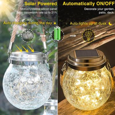Solar Lantern Lights Waterproof Flickering Flame Garden Light Decorative Solar Hanging Lantern with 2 Modes for Yard Patio Decor