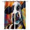 Animal Cow Color Oil Painting Window Curtains Bedroom Kitchen Drapes Panel Curtains for Living Room Christmas Home Decor