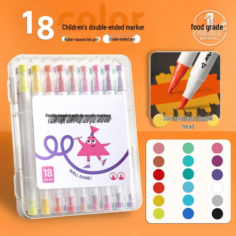 Dual-Tip Acrylic Marker & Paint Brush Set - 48 Colors, Soft Tip for Kids' Art, Opaque & Layerable