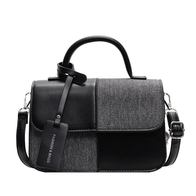 Contrasting Color Retro Small Bag Women's Fashion New Portable Small Square Bag High Texture Personalized Commuter Messenger Bag