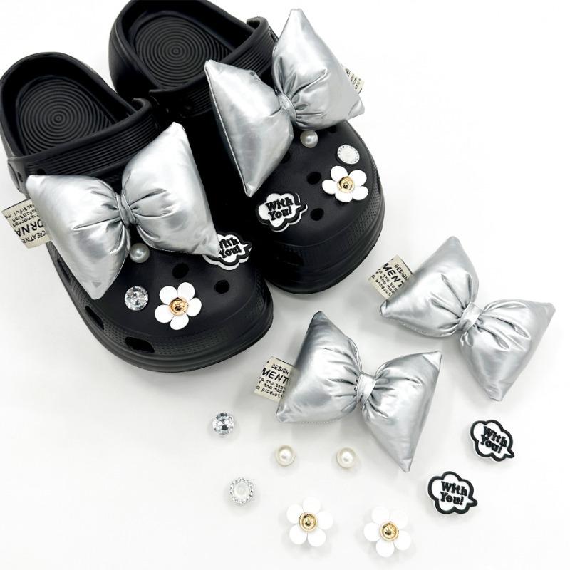 10KS Módní přívěsky na boty Sada Doplňky Dírka Spona na boty 3D Mašle Diamant Bílý Květ DIY 3D Dekorace na boty Párty Dívčí Dárek