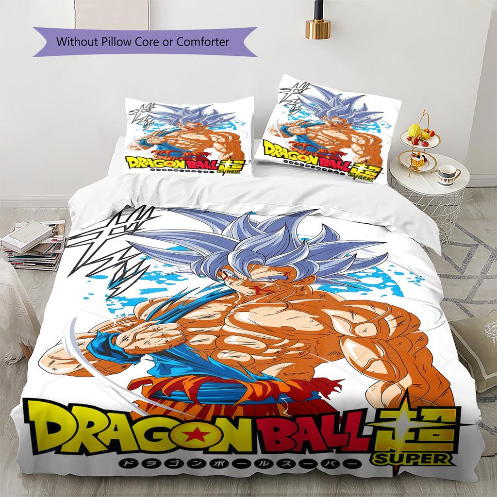 Son Goku Muster Bettwäsche, Steppbett Set Bettbezug Kissenbezug Zuhause Geburtstagsgeschenk (1 Bettbezug + 2 Kissenbezüge, ohne Füllung)