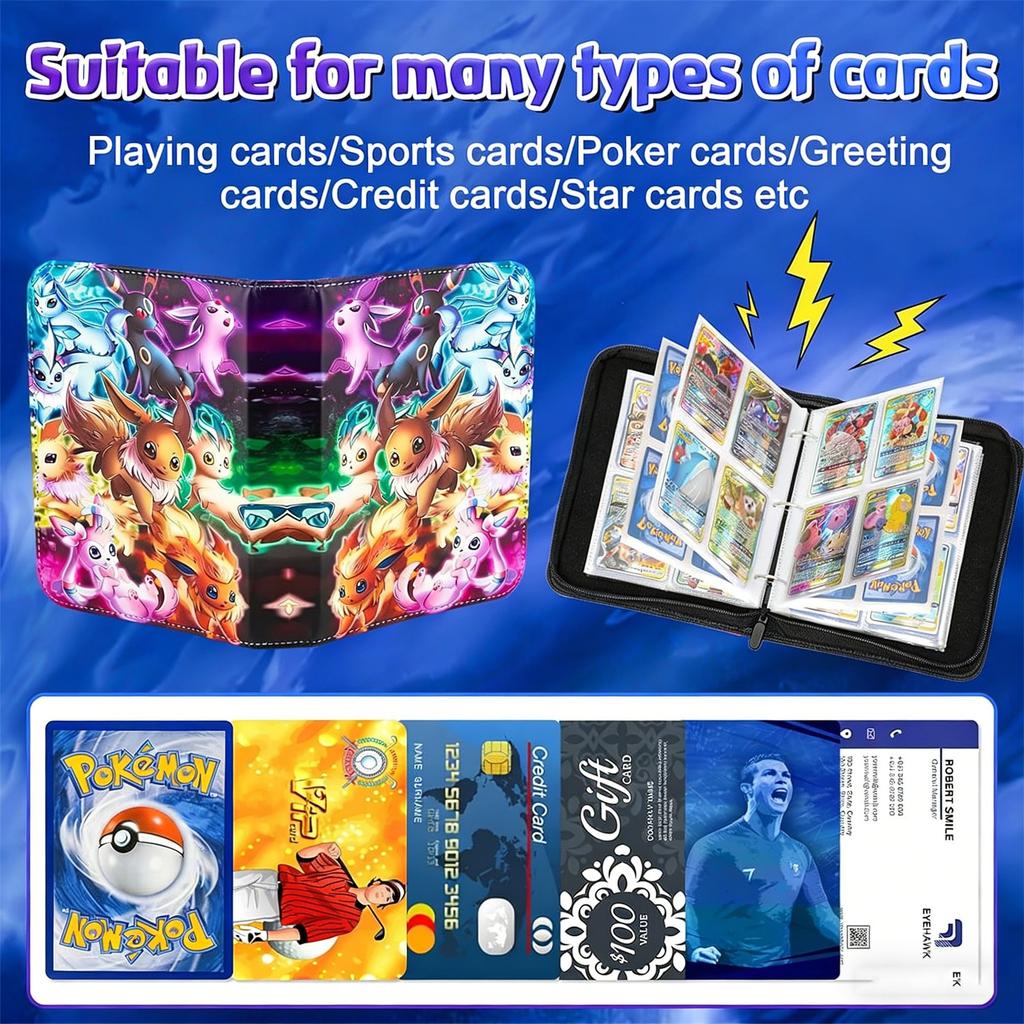 Card Album 4 Compartments, 400 Slots, with Handle, YOUKUKE Trading Card Binder