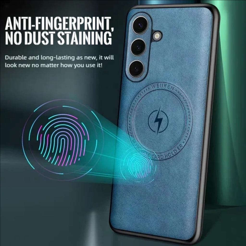 New Magnetic Leather Case For Samsung Galaxy S25 Ultra Plus Wireless Charging Phone Cover For Samsung S24 S23 S22 S21 Ultra Plus
