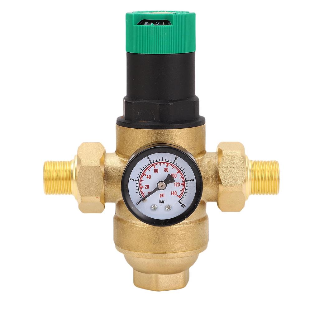 Water Pressure Regulator Brass 40 Microns Filter Drinking Water Pressure Regulator with Meter