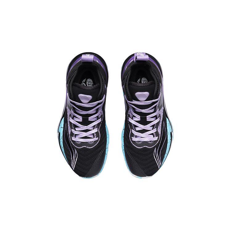 Li Ning Pioneer Support High-Top Basketball Shoes Kids Sneakers Black Purple YKBR022-3