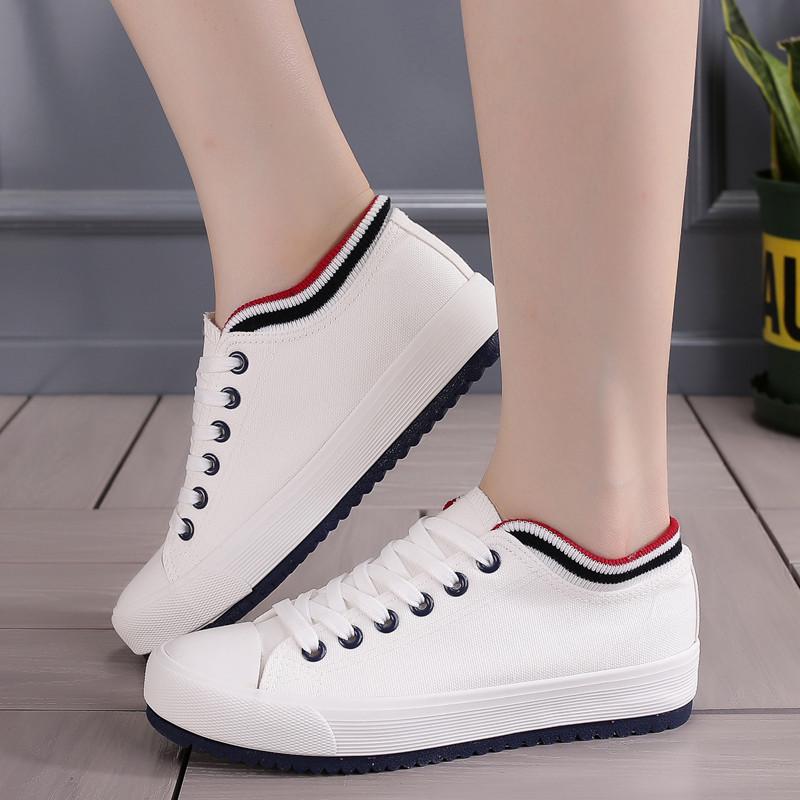 2026 Spring Casual Low-Top Canvas Shoes - Trendy Solid Color Flat-Bottomed Sneakers for Students