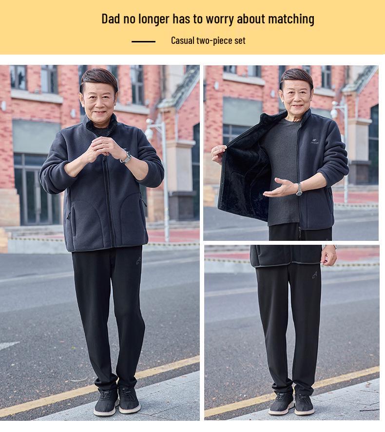 Men’s Winter Fleece Outerwear: Plus Velvet Sweatshirts for Middle-Aged and Elderly Dads and Grandpas