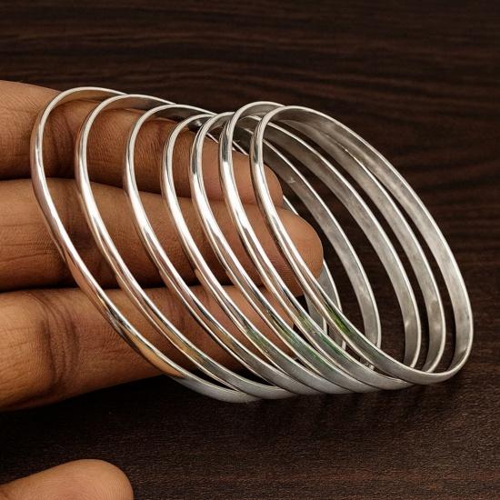 Set of 7 Bangles, 925 Sterling Silver, Handcrafted Simple Minimalist Everyday Jewelry