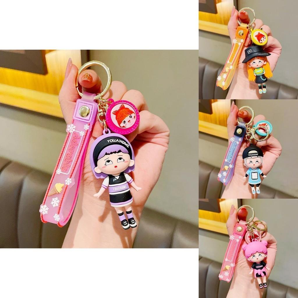 Adorable Cartoon Street Dance Girl Keychain Creative Soft Rubber Cute Doll Accessory For Backpacks
