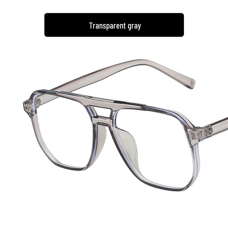 Retro Large Frame Double Bridge Anti-Blue Light Reading Glasses with Clear Lenses