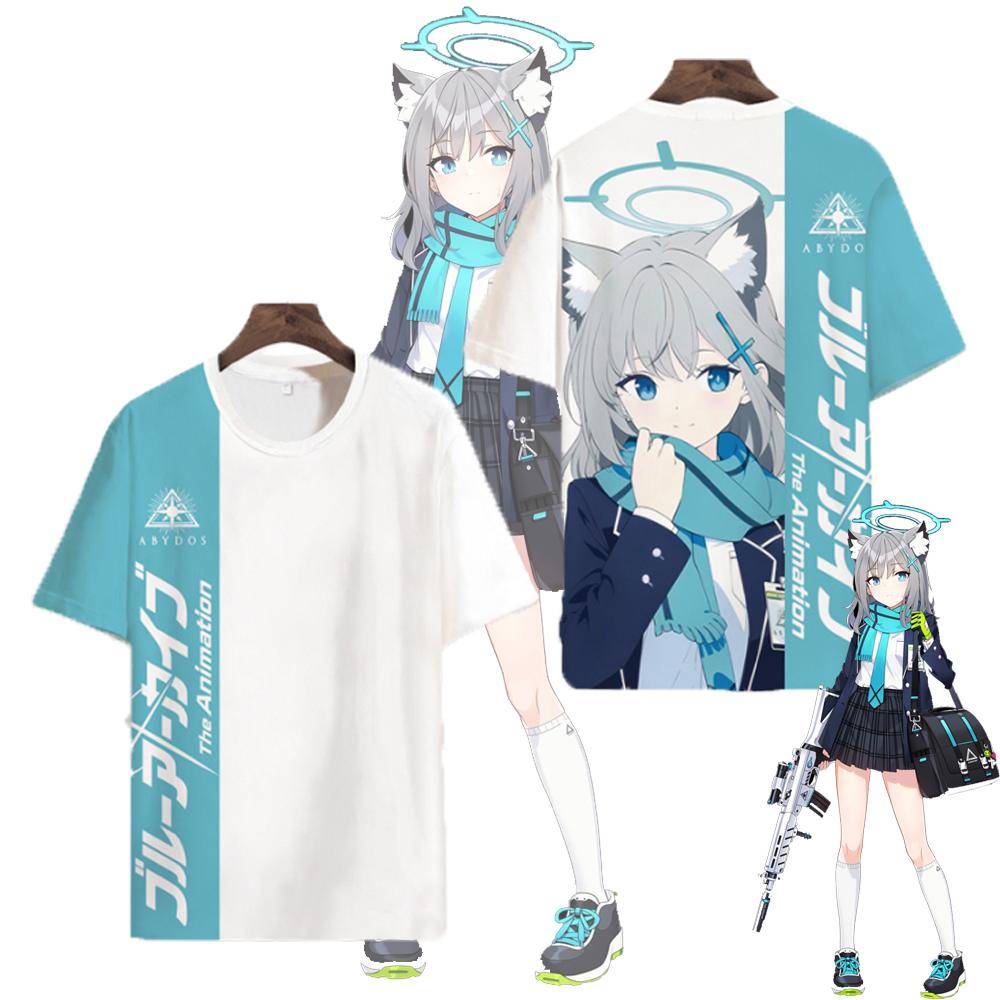 Popular Game Blue Archive Cosplay T-Shirts 3D Sunaookami Shiroko Print Kids Cartoon Anime Tees Summer Men Women Harajuku Y2k Top