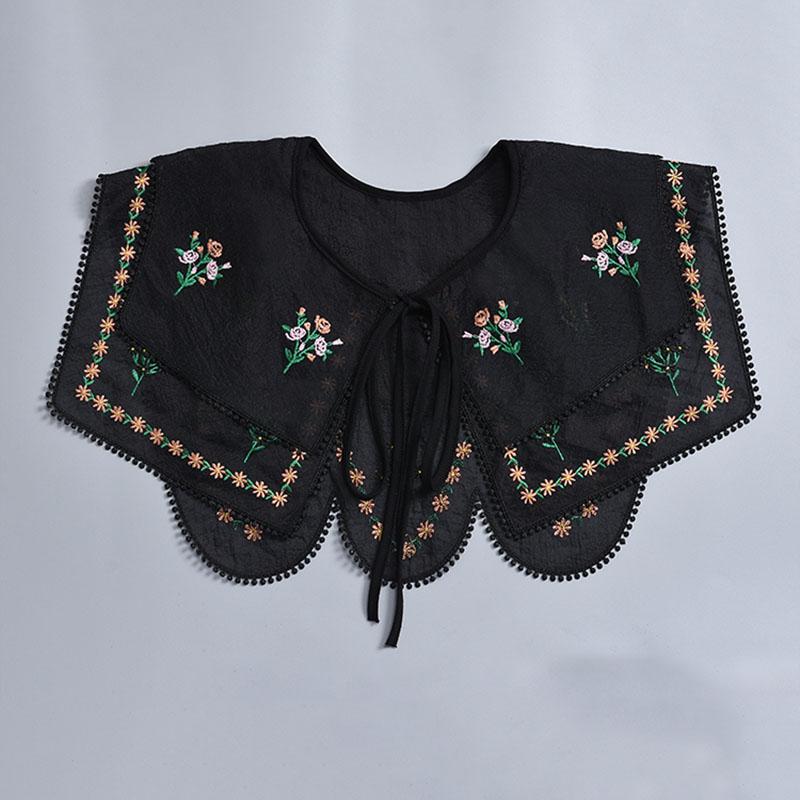 Perfect Match Pink Women Scarf Shawl Detachable Collar Tie Necklace Embroidery Lapel Fake False Collar Woman Lace Tie Neckwear Nep Kraagie