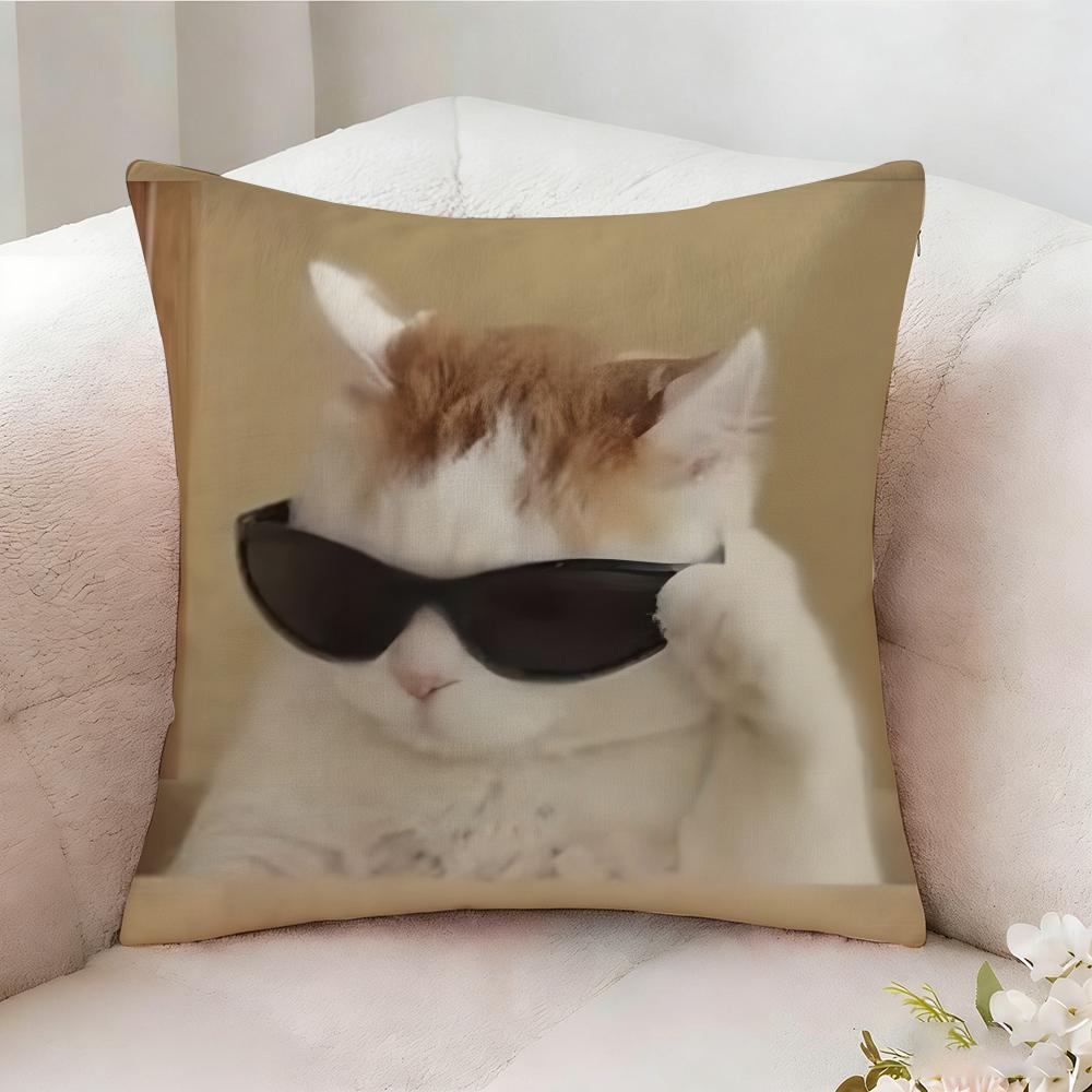 Cat Funny MEME Pillow Case Pillowcase Doublesided Printed Sofa Cushion Bedroom Headboard Pillow