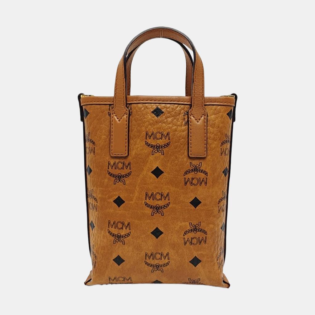 [Pre-Owned] Aren Allover Logo 24k Gold Plated Hardware Tag Napa Leather French Fry Mini Shoulder Crossbody Tote Bag - Fair #1MVIZGT