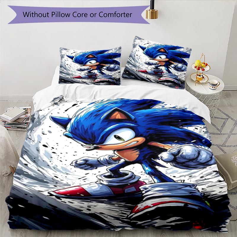 3pcs Sonic Bedding Set Duvet Cover Closure Includes 1 Duvet Cover & 2 Pillowcases, Soft and Comfortable for All Seasons.
