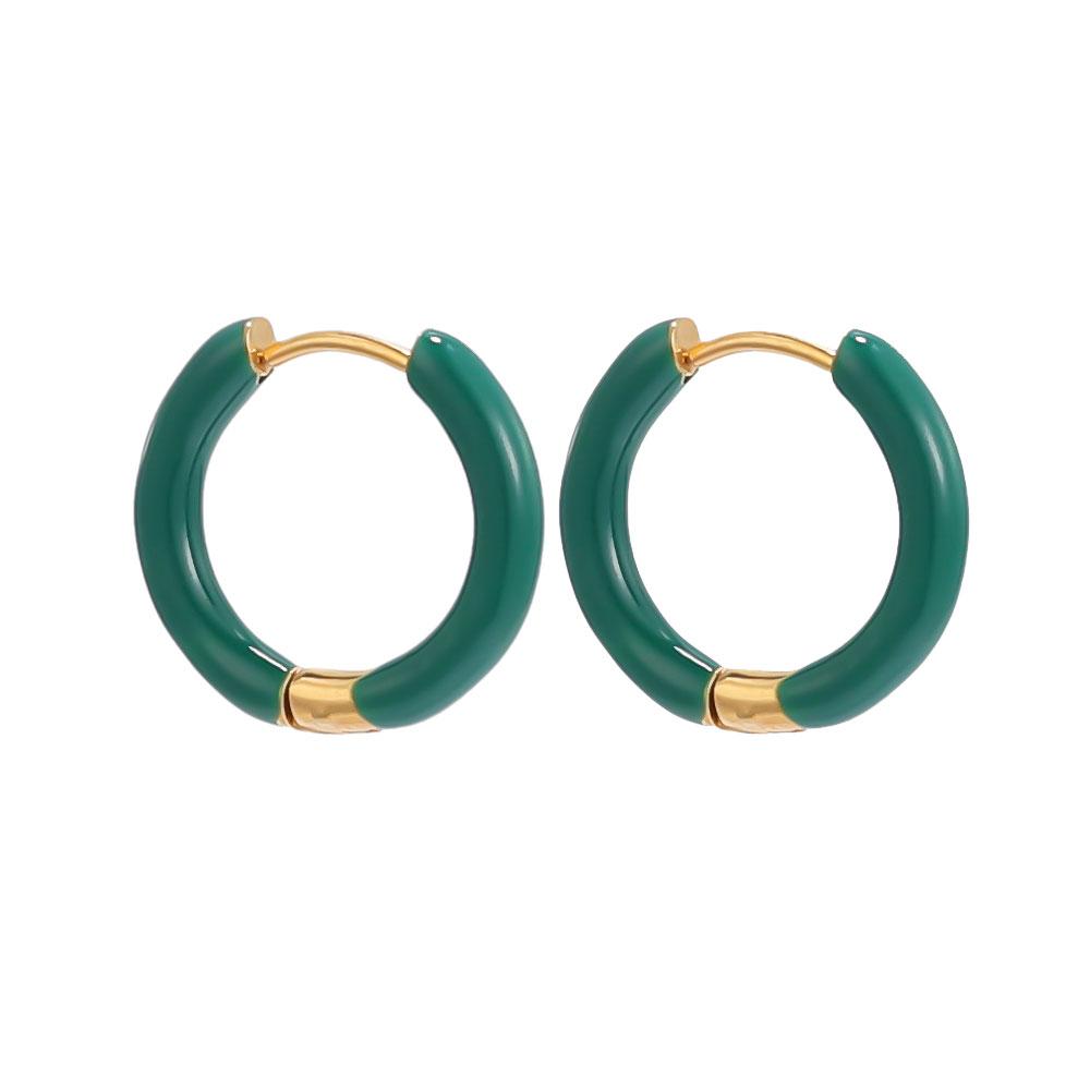 Fashion Fine Jewelry Earrings 2023 Women Simple Small 12mm Huggie Cartilage 18K Gold Plated Stainless Steel Enamel Hoop Earrings