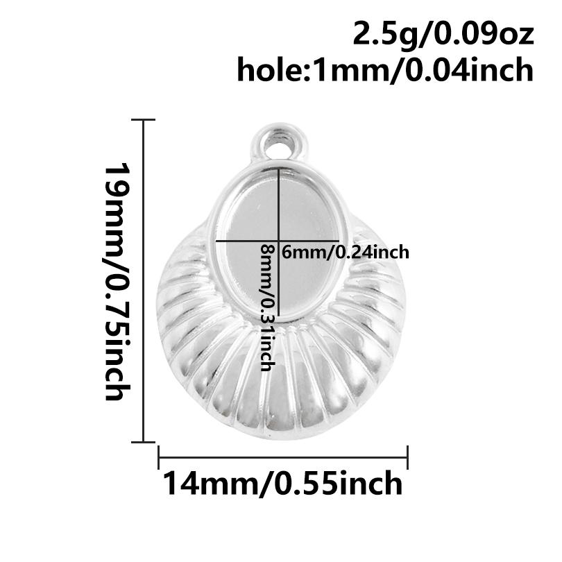 6pcs New Steel Color Cabochon Charm No Fade Oval Round Water Droplet Pendant Metal DIY Stainless Steel Charms For Jewelry Making